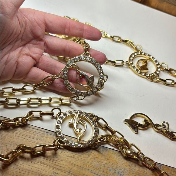 Vintage Baby Phat Gold Tone Chain Link Belt with Rhinestone Cats 33-47” - Picture 2 of 6